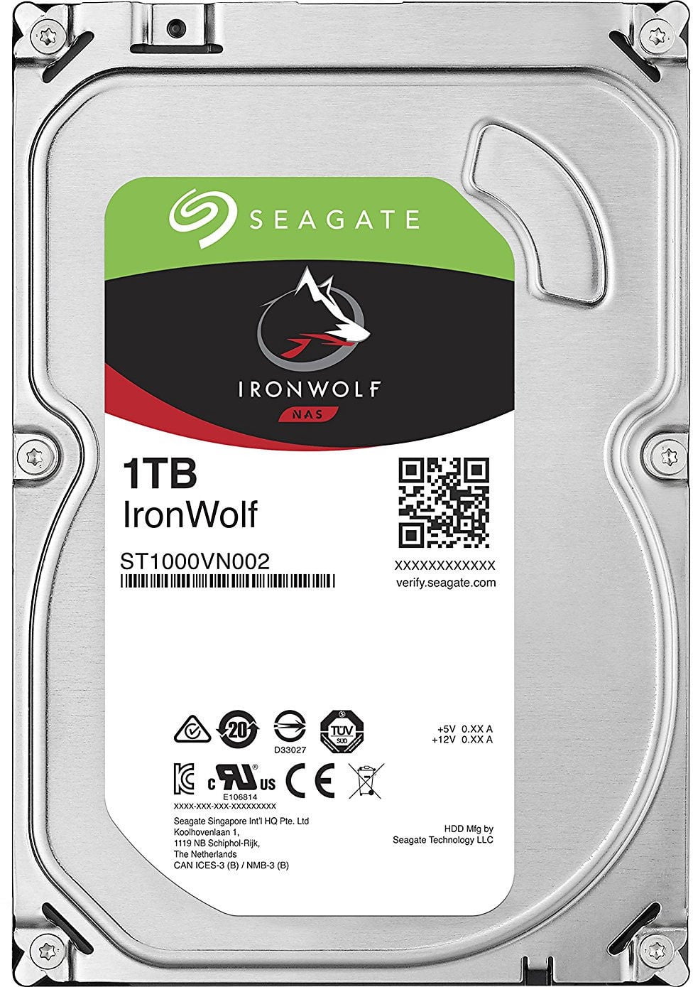 Жесткий диск Seagate Original SATA-III 1Tb ST1000VN002 NAS Ironwolf (5900rpm) 64Mb 3.5"