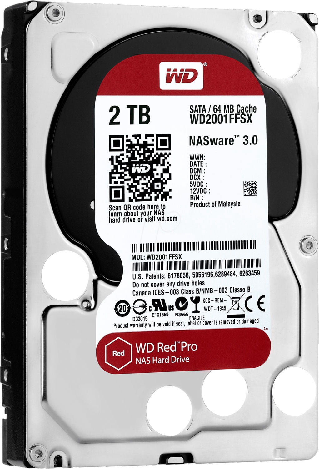 Жесткий диск WD Original SATA-III 2Tb WD2002FFSX NAS Red Pro (7200rpm) 64Mb 3.5"