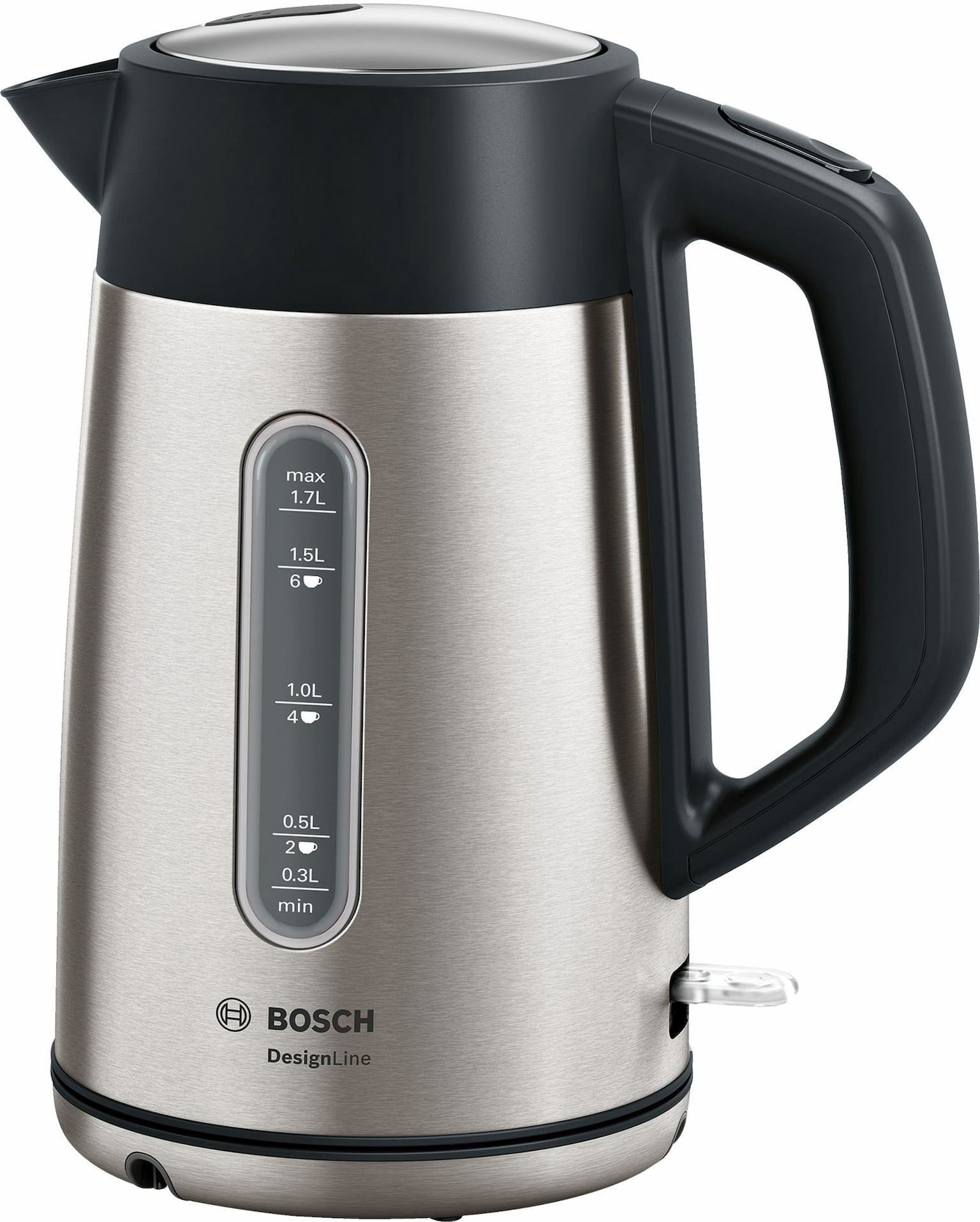 Чайник электрический Bosch TWK4P440 черный, 1.7 л, 2400 Вт, скрытый нагревательный элемент