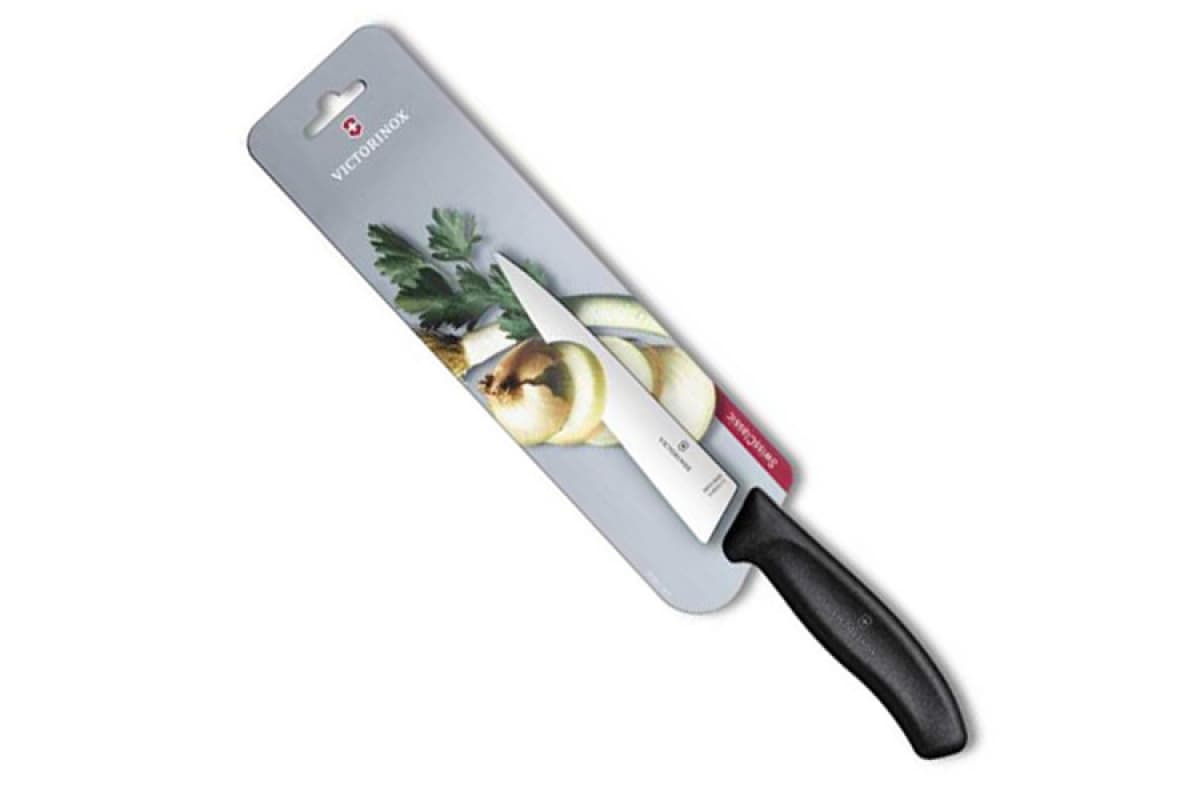 Нож кухонный Victorinox Swiss Classic (6.8003.15B) стальной разделочный лезв.150мм прямая заточка черный блистер
