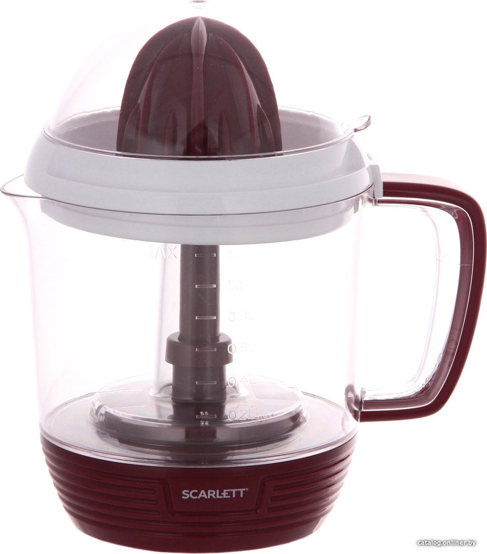 Соковыжималка Scarlett SC-JE50C08 красный/белый, цитрусовая, 25 Вт, 1200 мл, механическое