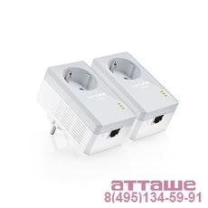 Сетевой адаптер TP-Link TL-PA4010PKIT AV600 Powerline Adapter with AC Pass Through Starter Kit, Ultra Compact Size, 500Mbps Powerline Datarate, 10/100Mbps Fast Ethernet, HomePlug AV, Green Powerline, Plug and Play