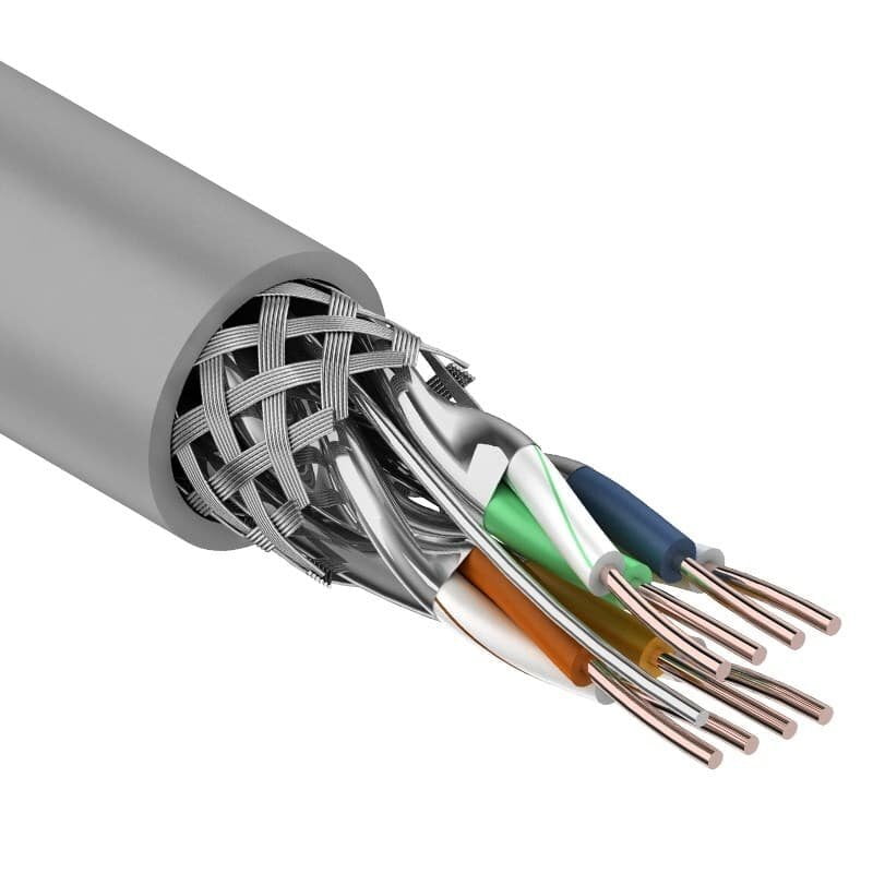 Кабель витая пара Rexant SF/FTP, категория 7, 4 x 2 x 0,57 мм, PVC, внутреннний, серый, 305м