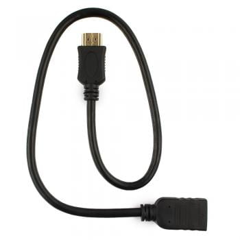 Кабель-удлинитель HDMI Cablexpert CC-HDMI4X-0.5M, 19M/19F, v2.0, позол.разъемы, экран, 0.5м, черный, пакет