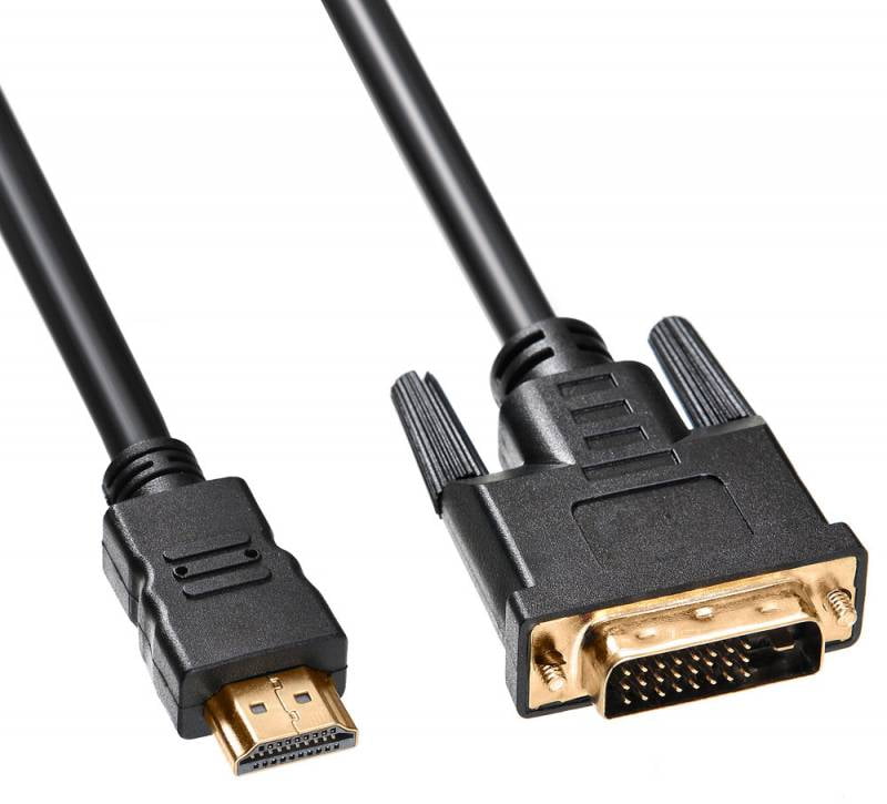 Кабель DVI Buro HDMI19 (m)/DVI-D(m) 1.8м феррит.кольца позолоченные контакты