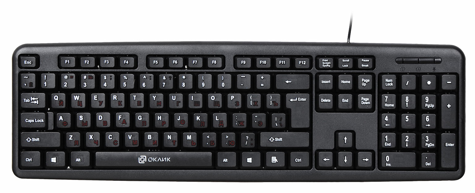 Клавиатура Oklick 90M проводная, USB Type-A, чёрный