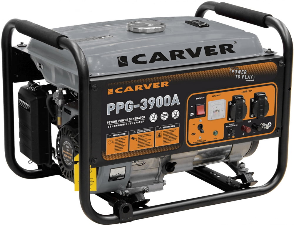 Электрогенератор бензиновый Carver PPG-3900A, 3.2 кВт, 67 дБ, 42 кг