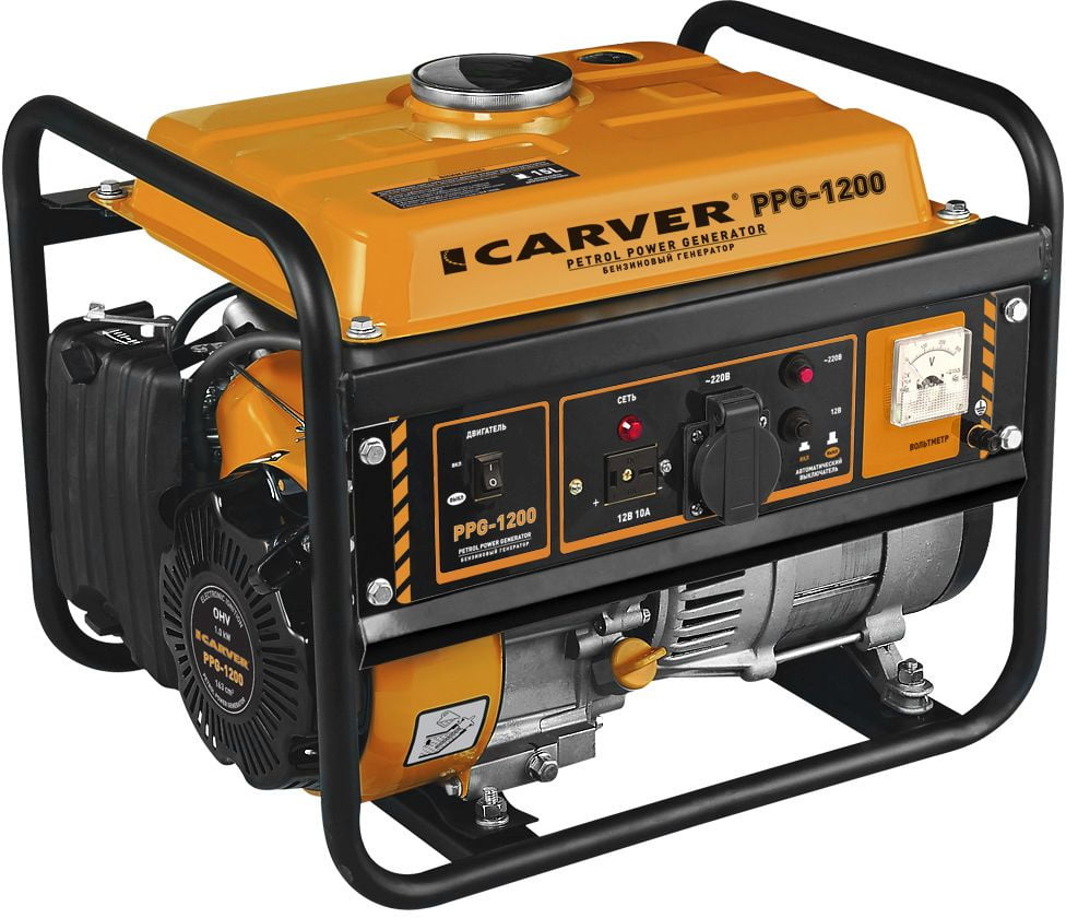 Электрогенератор бензиновый Carver PPG-1200, 1.05 кВт, 65 дБ, 24 кг