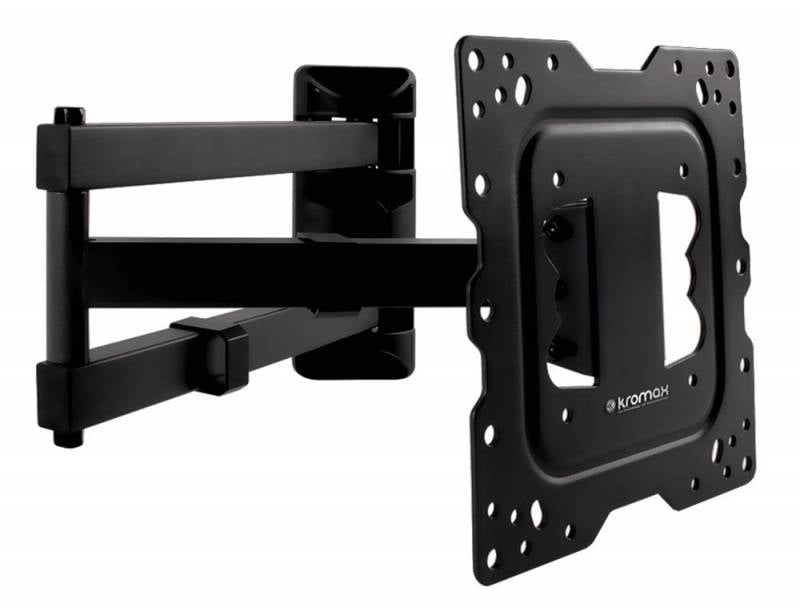 Кронштейн Kromax DIX-18 BLACK(для LED/LCD телевизоров 22"-55", max 40 кг, настенный, 5 ст свободы, наклон ±15°, поворот 180°, от стены 66-605 мм, max VESA 400x400 мм, вращение экрана ±5°, съемная монтажная пластина, кабель-канал, 4 шт/уп.)