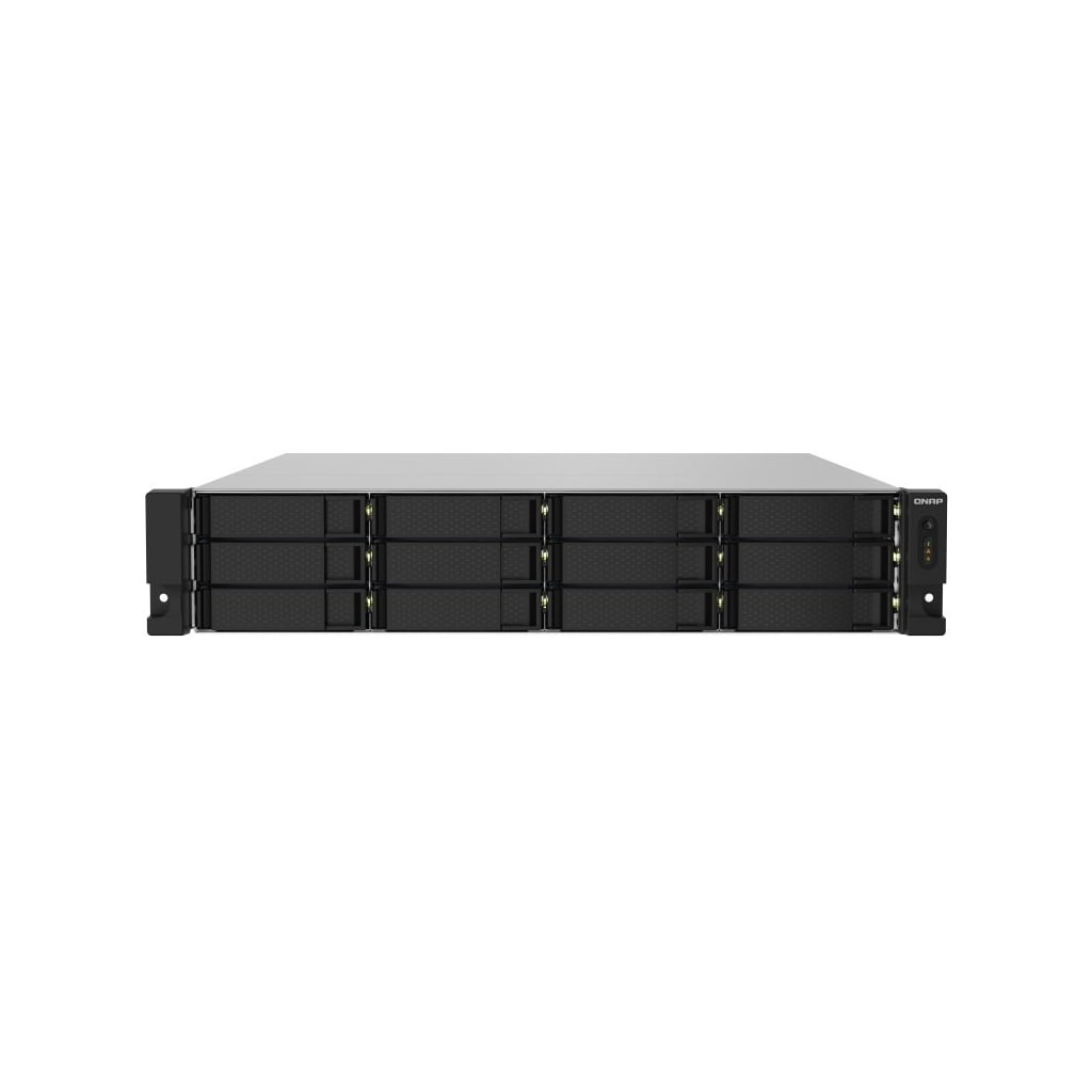 Сетевое хранилище без дисков SMB QNAP TS-1232PXU-RP-4G 12-Bay quad-core 64-bit AL324 1.7 GHz rackmount NAS with 250W redundant PSU, 4Gb DDR4 UDIMM RAM (max 1x16GB), SATA 6Gb/s, 2x 10GbE SFP+ LAN, 2x2.5 GbE LAN, 1x PCIe Gen2 x2 slot. W/o RAIL-B02