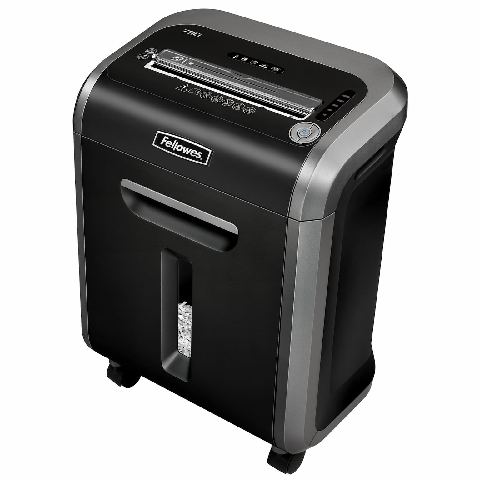 Шредер Fellowes 79Ci. (14 листов), 23 литра, 3,9х38 мм (класс 3), 100%Jam Proof, уничтожает: скобы/скрепки/карты/CD