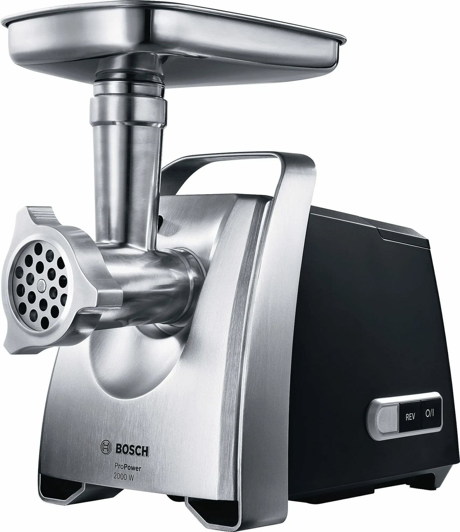 Мясорубка электрическая Bosch MFW68640 черный, 2200 Вт, 4.3 кг/мин, реверс, металлический лоток, насадки - 5