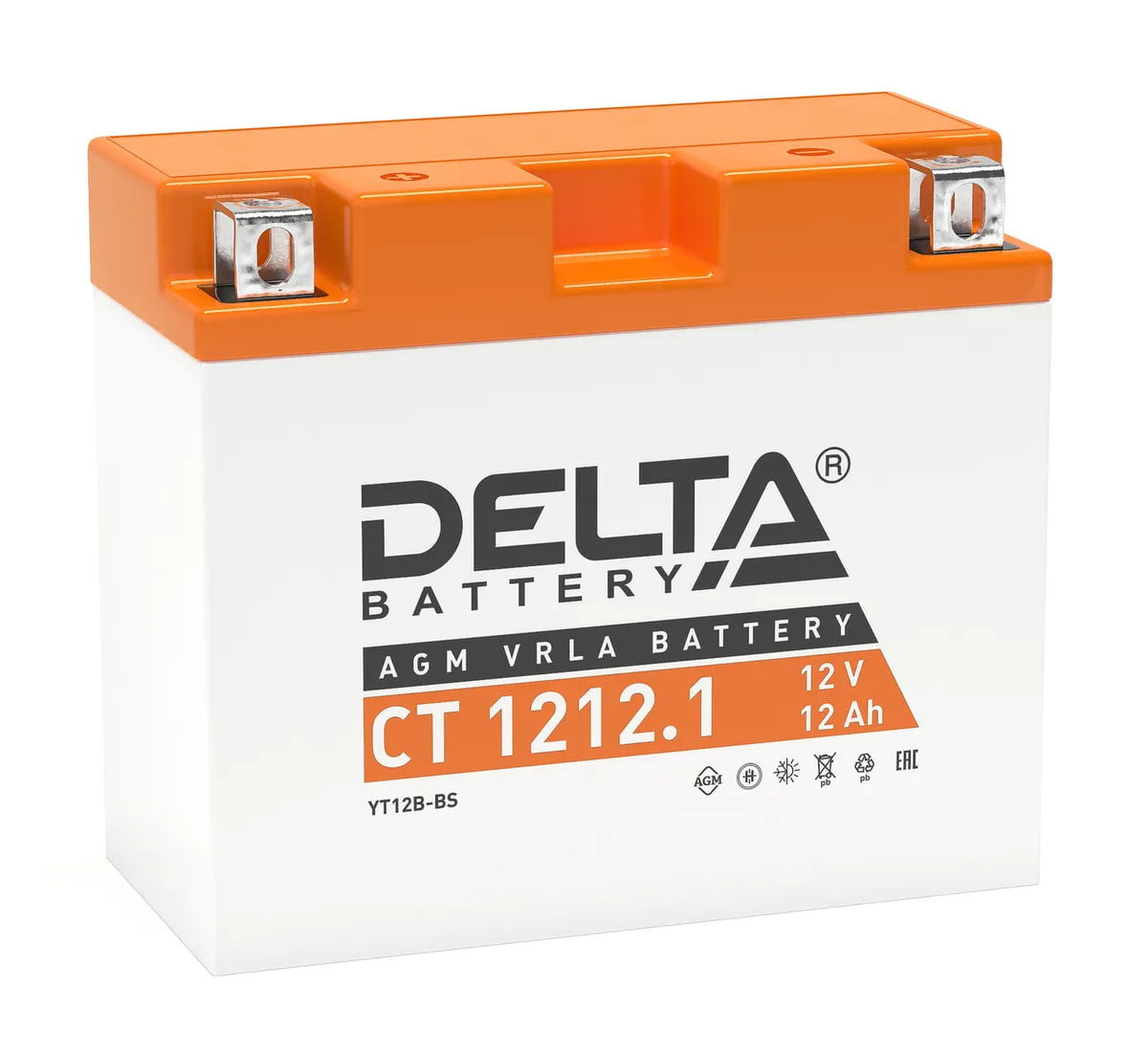 Аккумуляторная батарея Delta CT 1212.1 12В/12А·ч, клемма Болт + гайка Ø 6 мм (151х71х130мм (135мм), 3,21кг, Срок службы 5 лет