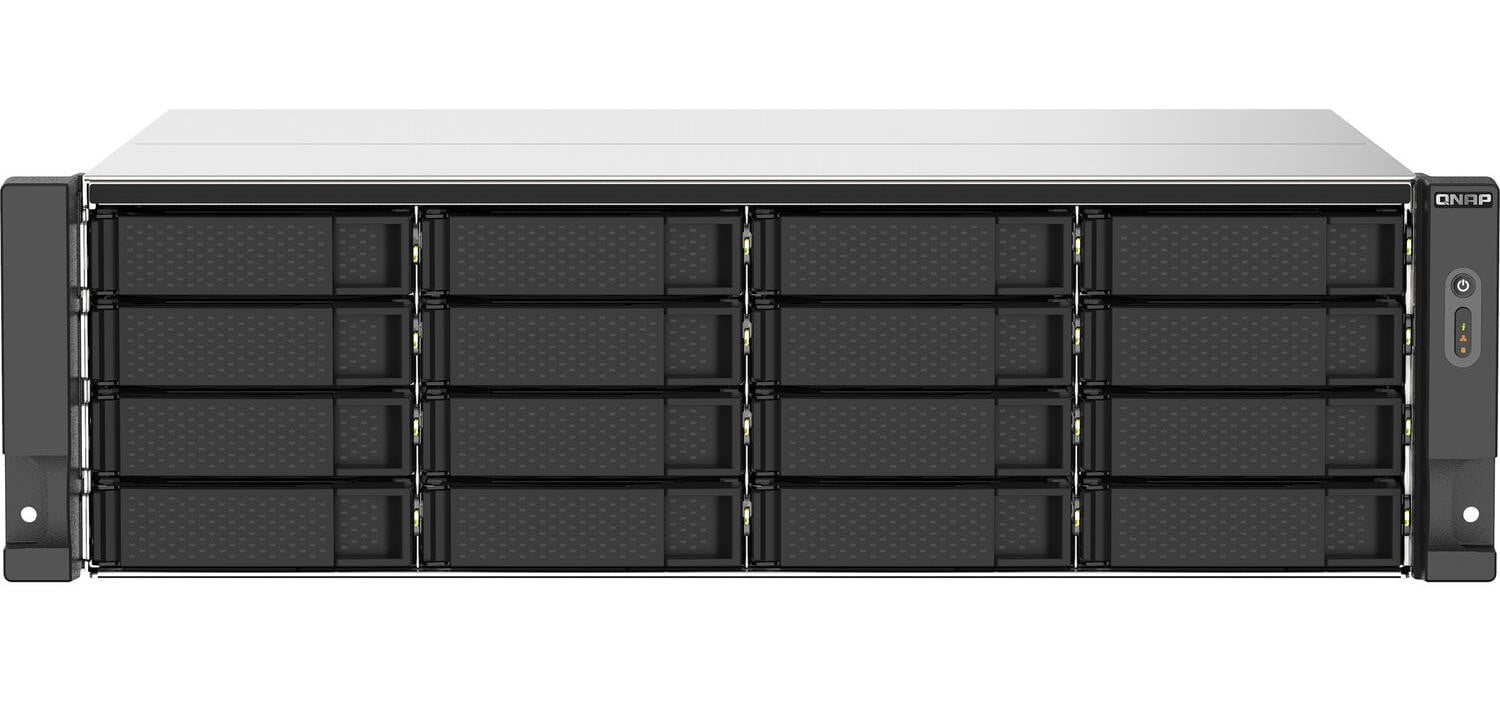 Сетевое хранилище без дисков SMB QNAP TS-1673AU-RP-16G NAS 16 HDD trays, 2x 2.5 GbE, rackmount, 2 PSU. 4-core AMD V1500B 2,2 GHz,RAM 16 Gb (1 x 16 GB) up to 32 Gb (2 x 16 GB). W/o rail kit RAIL-B02