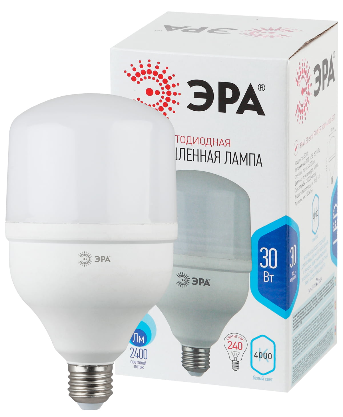 Лампа светодиодная ЭРА Б0027003 STD LED POWER T100-30W-4000-E27