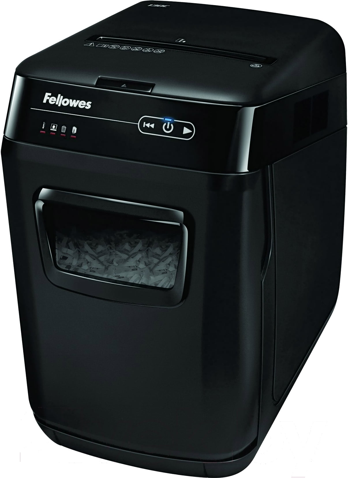 Шредер Fellowes AutoMax 150C FS-46801(01/02)* (секр.P-4)/фрагменты 4x38 мм,/150лист./32лтр./Уничт:скрепки, скобы, пл.карты,CD диски