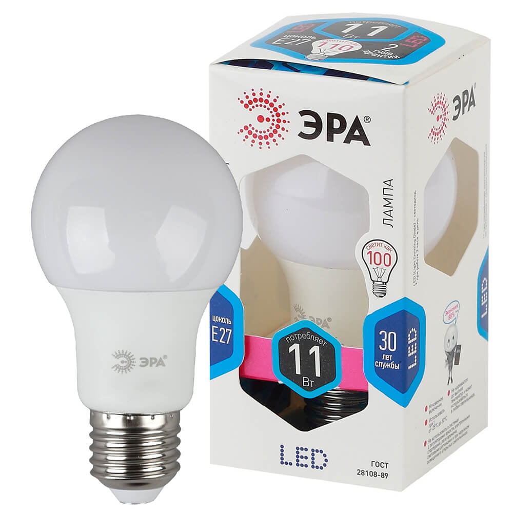 Лампа светодиодная ЭРА STD LED A60-11W-840-E27 11 Вт груша нейтральный белый свет