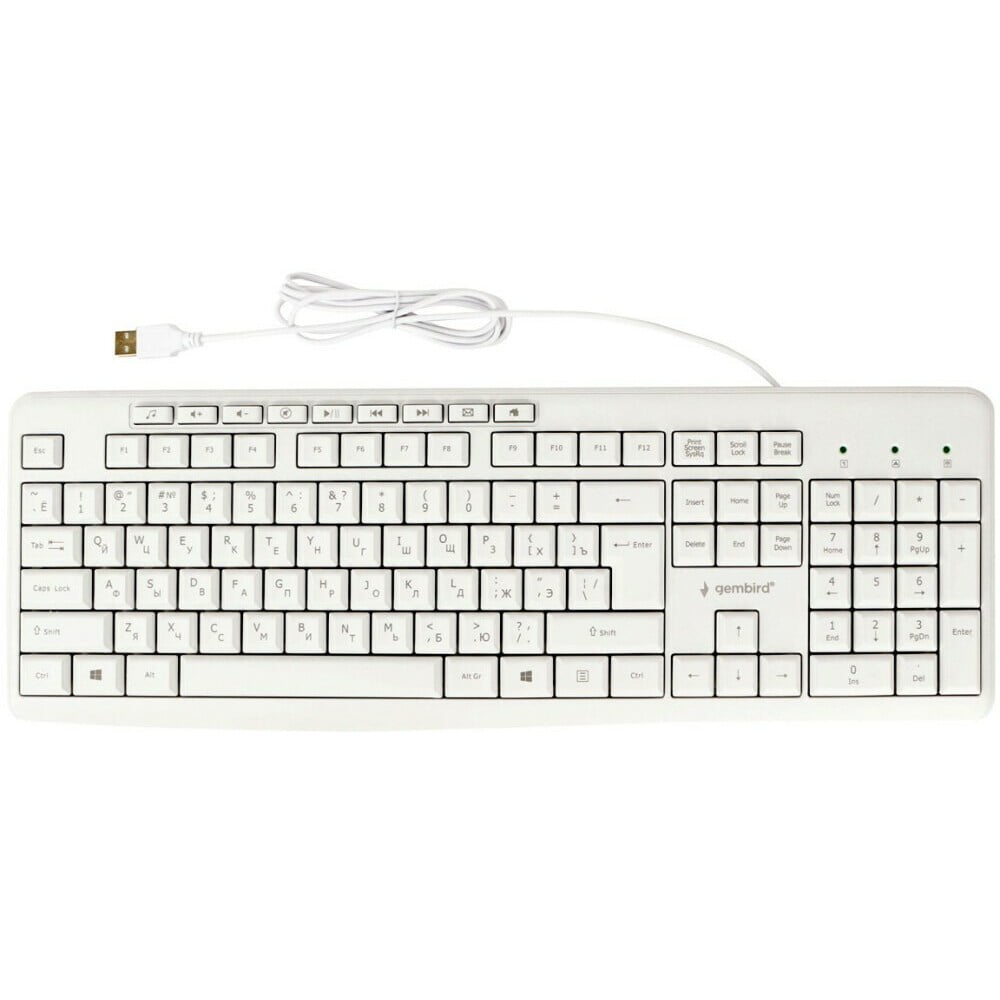 Клавиатура проводная Gembird KB-8430M, USB, белый