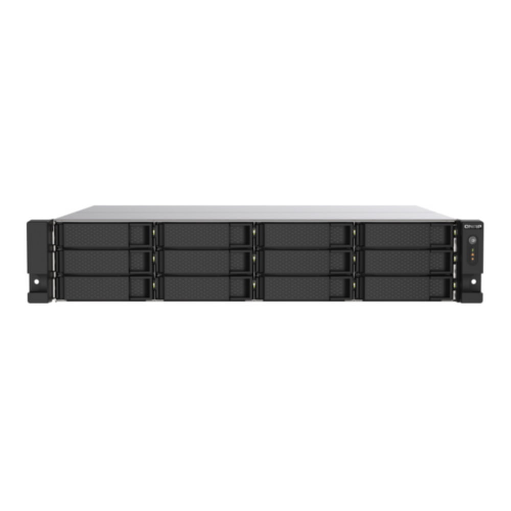 Сетевое хранилище без дисков SMB QNAP TS-1273AU-RP-8G NAS 12 HDD trays, 2x 2.5 GbE, rackmount, 2 PSU. 4-core AMD V1500B2,2 GHz, RAM 8 Gb (8 Gb UDIMM DDR4 (1 x 8 Gb) up to 32 Gb (2 x 16 Gb)). W/o rail kit RAIL-B02