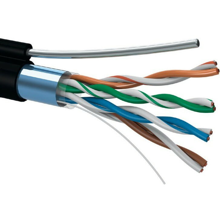 Кабель 5bites FS5500-305APE-M FTP / SOLID / 5E / CCAG / PE / BLACK / OUTDOOR / MESSENGER / DRUM / 305M