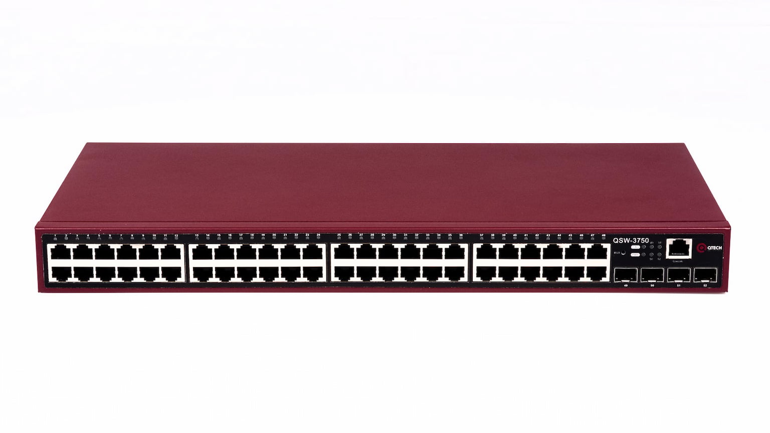 Управляемый коммутатор уровня L2+, 48 портов 10/100/1000BASE-T, 4 порта 100/1000BASE-X SFP, 4K VLAN, 16K MAC адресов, консольный порт, встроенный БП, 100-240В AC