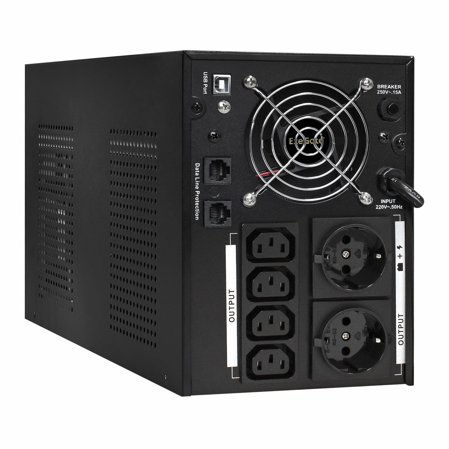 Источник бесперебойного питания ExeGate SpecialPro UNB-3000.LED.AVR.2SH.4C13.RJ.USB / 3000 ВА / 1800 Вт / 4 x IEC 320 C13, 2 x CEE 7 (евророзетка)