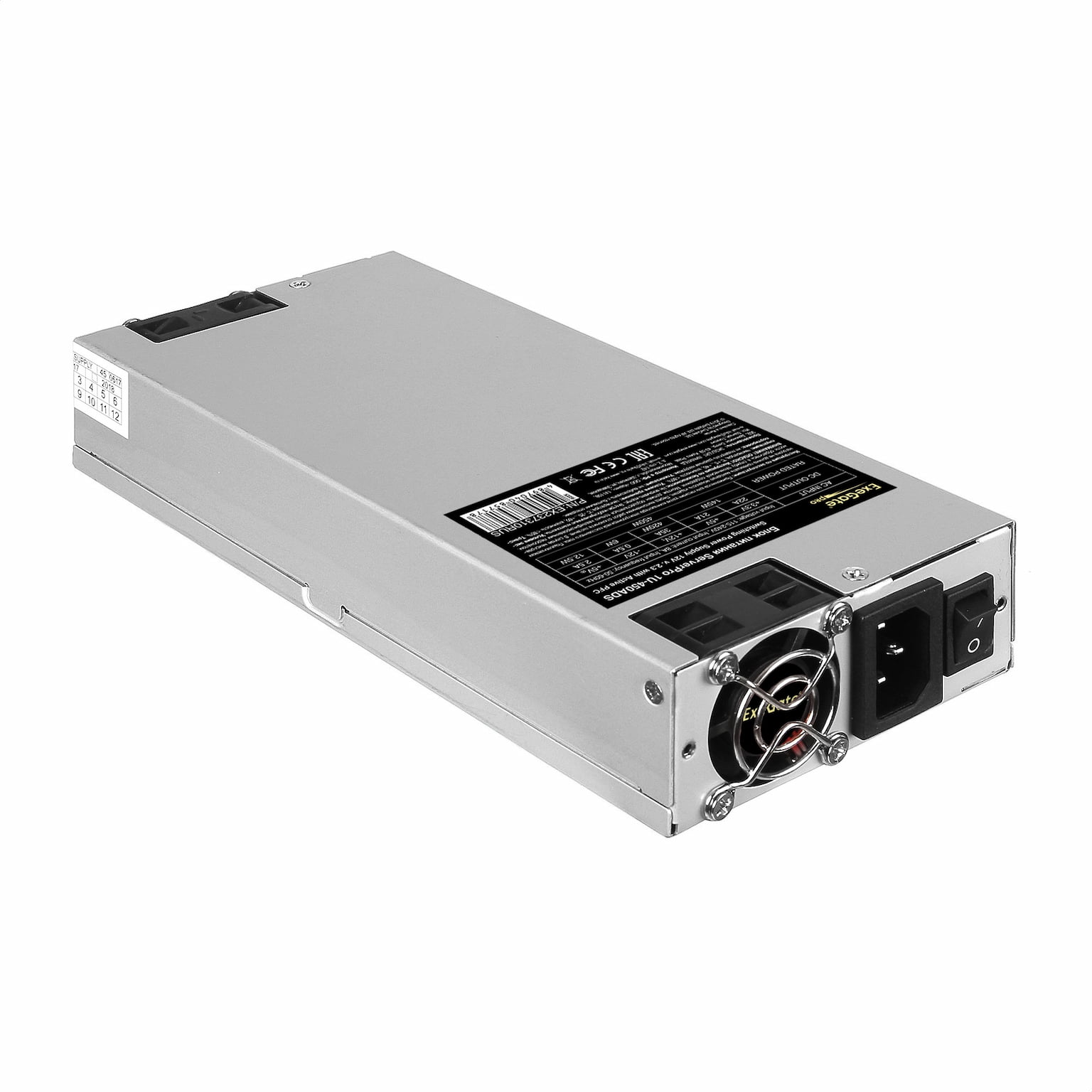 Блок питания серверный 450W ExeGate (RM-1U-450ADS) APFC, универсальный для 1U, 24pin/2x(4+4)pin, 4xSATA,3xIDE