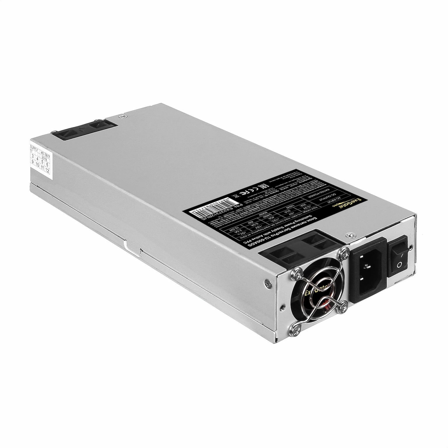 Блок питания серверный 600W ExeGate (RM-1U-600ADS) APFC,универсальный для 1U, 24pin/2x(4+4)pin, 5xSATA,4xIDE