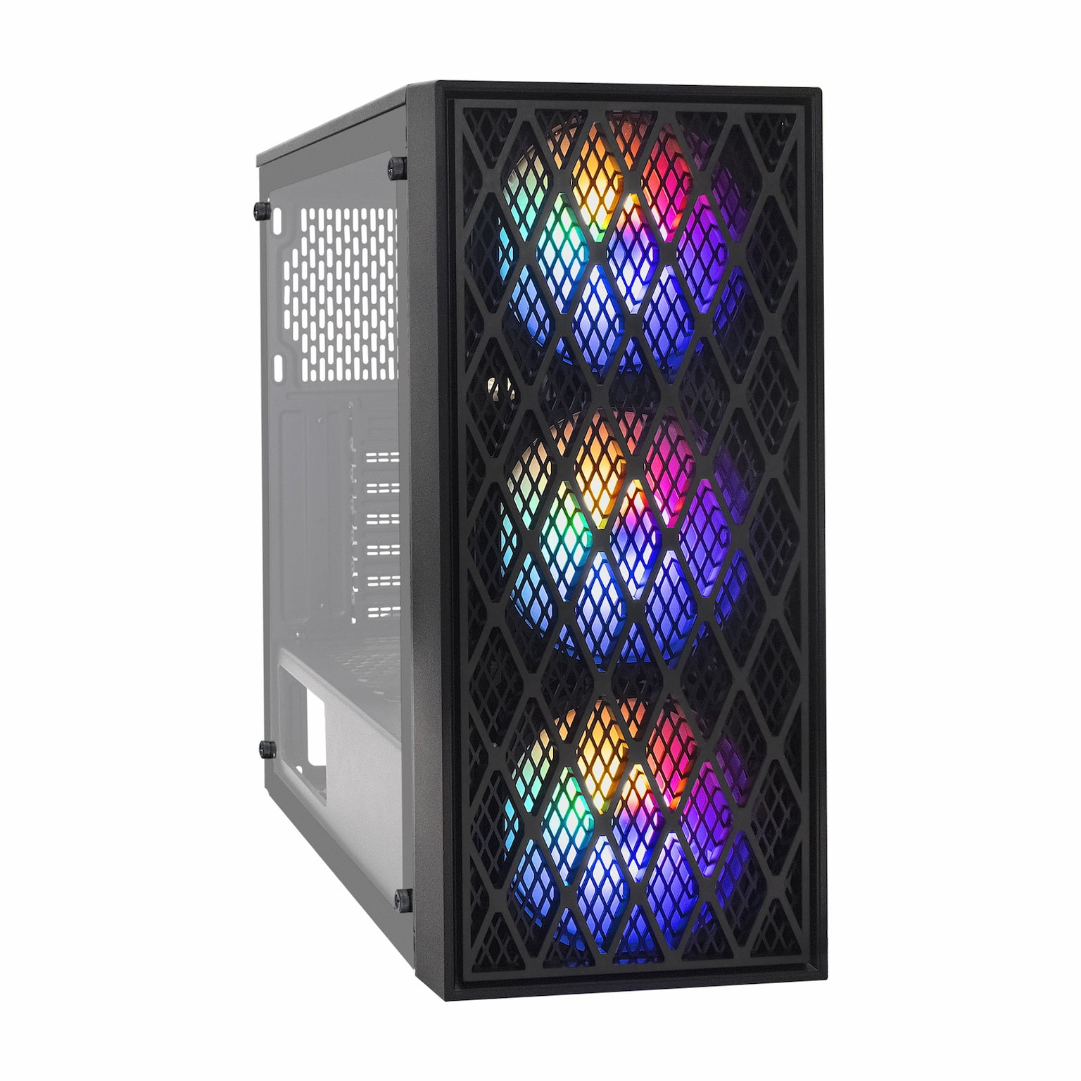 Компьютерный корпус Miditower ExeGate EVO-8243 (ATX, без БП, 2хUSB+1хUSB 3.0, черный, 3 вент. с RGb подсветкой, боковая панель - закаленное стекло)