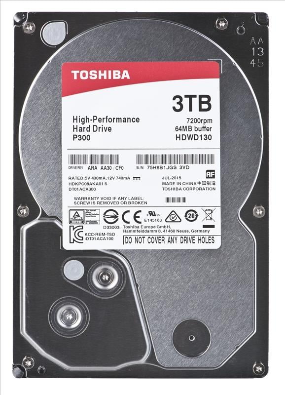 Жесткий диск Toshiba SATA-III 3Tb HDWD130UZSVA P300 (7200rpm) 64Mb 3.5"