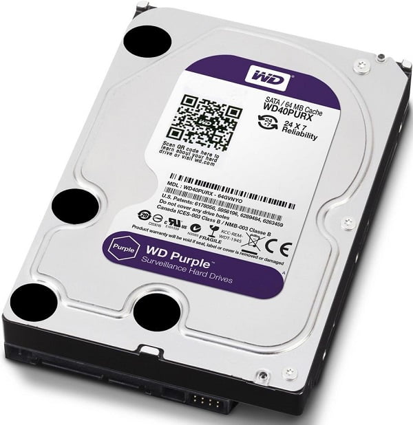 Жесткий диск Western Digital SATA-III 4Tb WD40PURZ Video Purple (5400rpm) 64Mb 3.5"