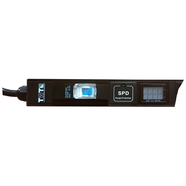 Вертикальный блок розеток, 20xC19, 250V, 16A, A/V-метр, шнур 3 метра, вилка C20