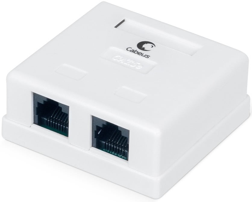 Розетка компьютерная Cabeus WS-8P8C-Cat.5e-2 RJ-45, категория 5e, двойная, внешняя, Dual IDC