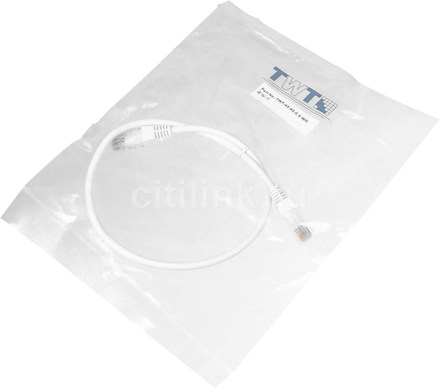 Патч-корд LANMASTER UTP TWT-45-45-0.5-WH вилка RJ-45-вилка RJ-45 cat.5е 0.5м белый ПВХ