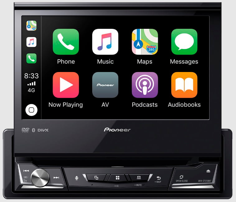 Автомагнитола Pioneer AVH-Z7250BT, 1 DIN, CD, Bluetooth, USB Type-A, AUX, CarPlay, пульт ДУ, съёмная панель