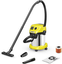 Строительный пылесос Karcher WD 3 P S V-17/4/20 желтый, 1000 Вт, уборка сухая/сбор воды, пылесборник мешок/контейнер, 17 л