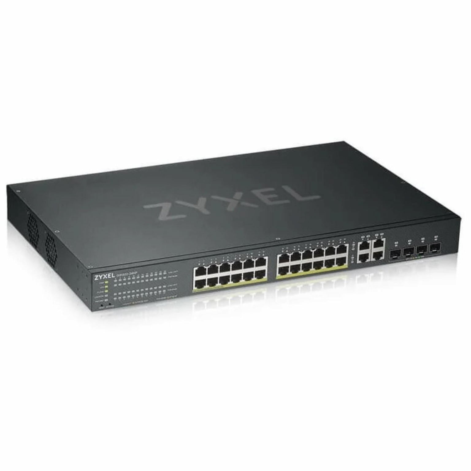 Коммутатор ZYXEL GS1920-24HPV2, 24×1 Гбит/с + 4×Combo (SFP/RJ-45), 24×PoE+ (375 Вт), L2, управляемый