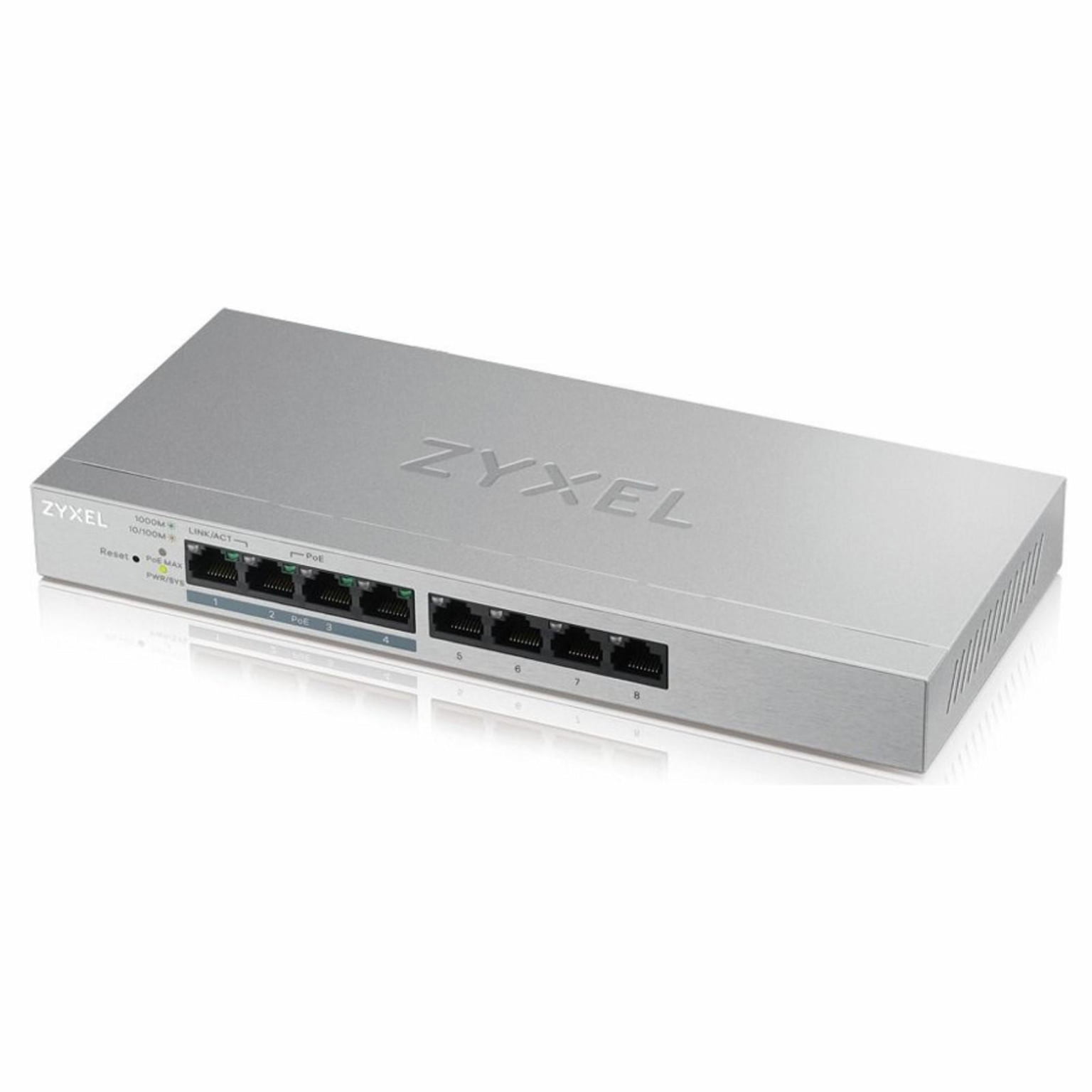 Коммутатор Zyxel GS1200-8HP V2 8 Port Gigabit PoE+ webmanaged Switch, 4x PoE, 60 Watt