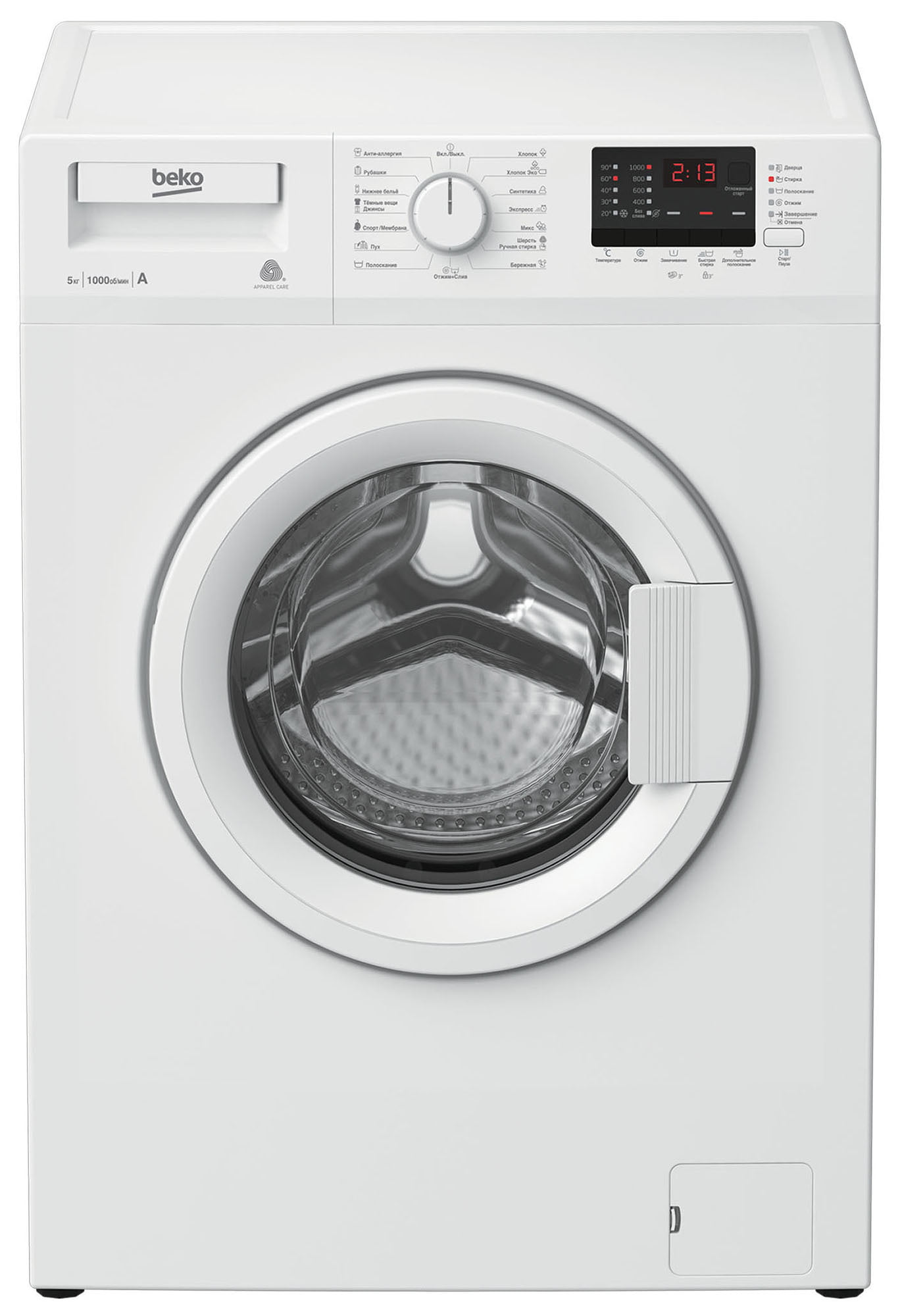 Стиральная машина Beko WRE55P2BWW белый, загрузка фронтальная 5 кг, 1000 об/мин, класс A