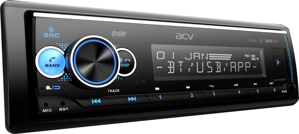 Автомагнитола ACV ADX-903BM, 1 DIN, Bluetooth, USB Type-A, AUX, пульт ДУ