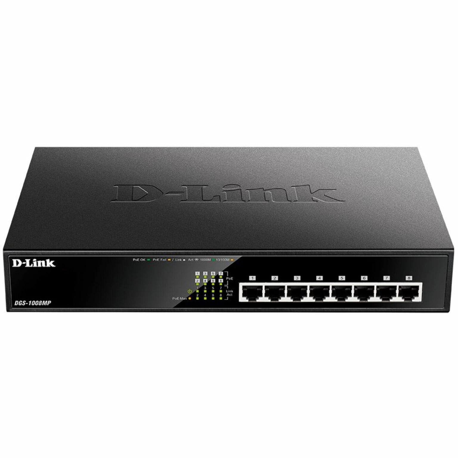 Коммутатор D-Link DGS-1008MP/B1A, 8×1 Гбит/с, неуправляемый