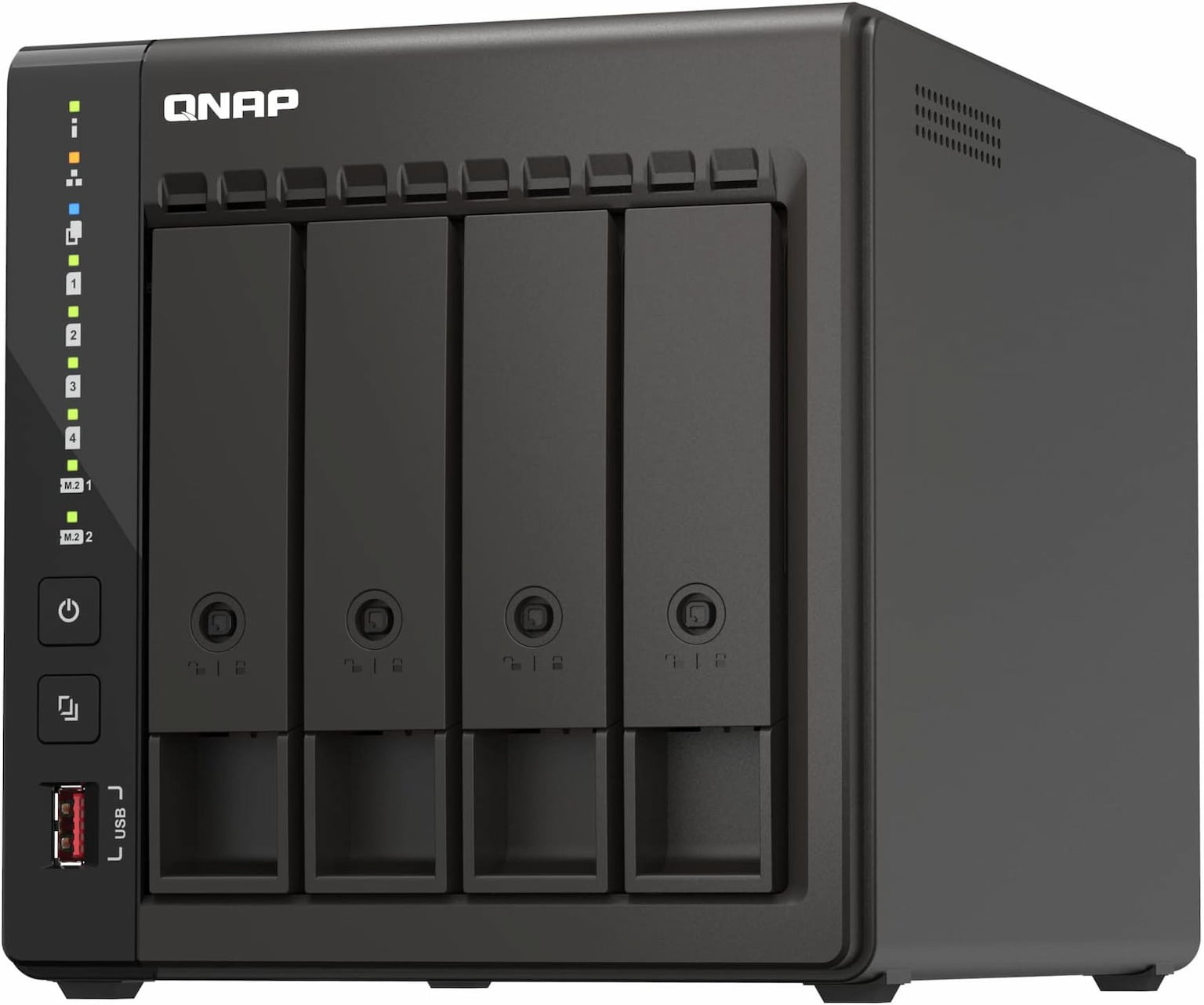 Сетевое хранилище SMB QNAP TS-453E-8G NAS, 4-tray w/o HDD. 2xHDMI-port. 4-core Celeron J6412 2-2.6 GHz, 8Gb DDR, 2x2.5Gb LAN, 2 x M.2 2280 PCIe Gen 3 x2, 2x USB 3.2 Gen 2 (10Gbps) Port, 2x USB 2.0 port