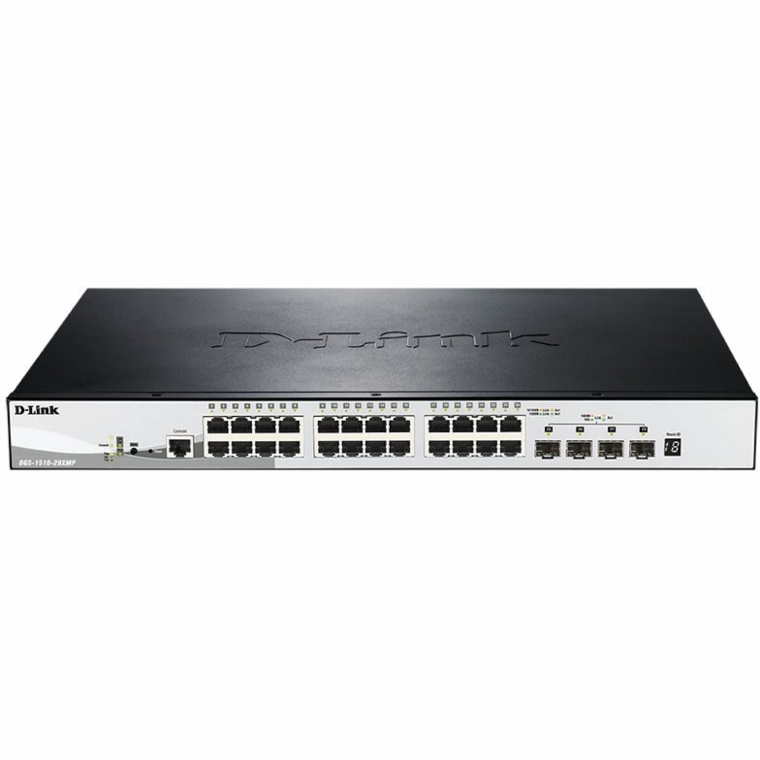Коммутатор D-Link DGS-1510-28XMP/A1A, 24×1 Гбит/с PoE+ + 4×10 Гбит/с SFP+, управляемый