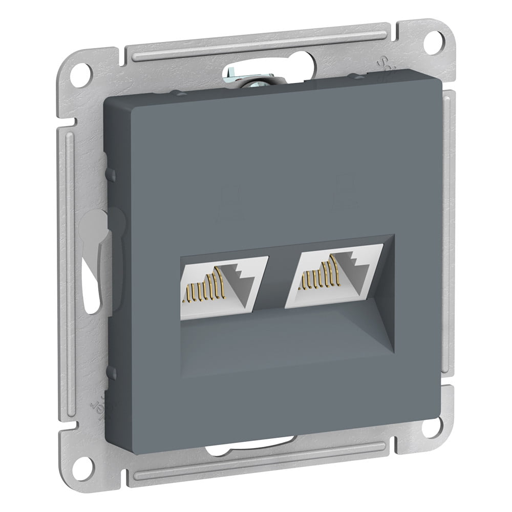 Розетка компьютерная двойная RJ45+RJ45, кат.5E, механизм ATN000785 Schneider Electric AtlasDesign Грифель