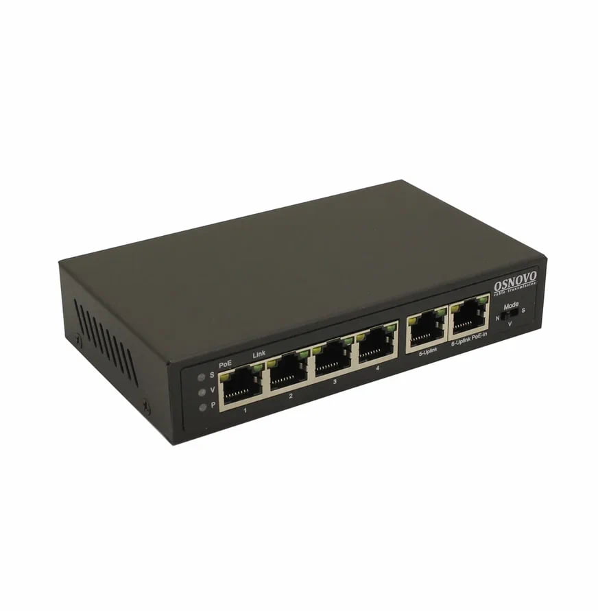 Коммутатор OSNOVO SW-20600/D, 5×100 Мбит/с PoE + 1×100 Мбит/с, неуправляемый