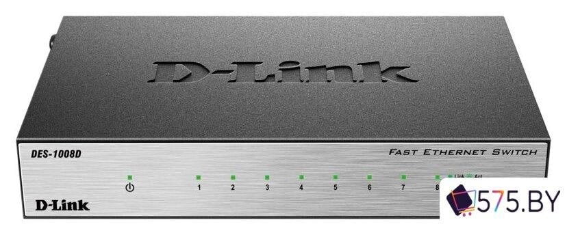 Коммутатор D-Link DES-1008D/(K2A/K3A)RU/J1A/J2A/L2A/L2B, 8×100 Мбит/с, неуправляемый
