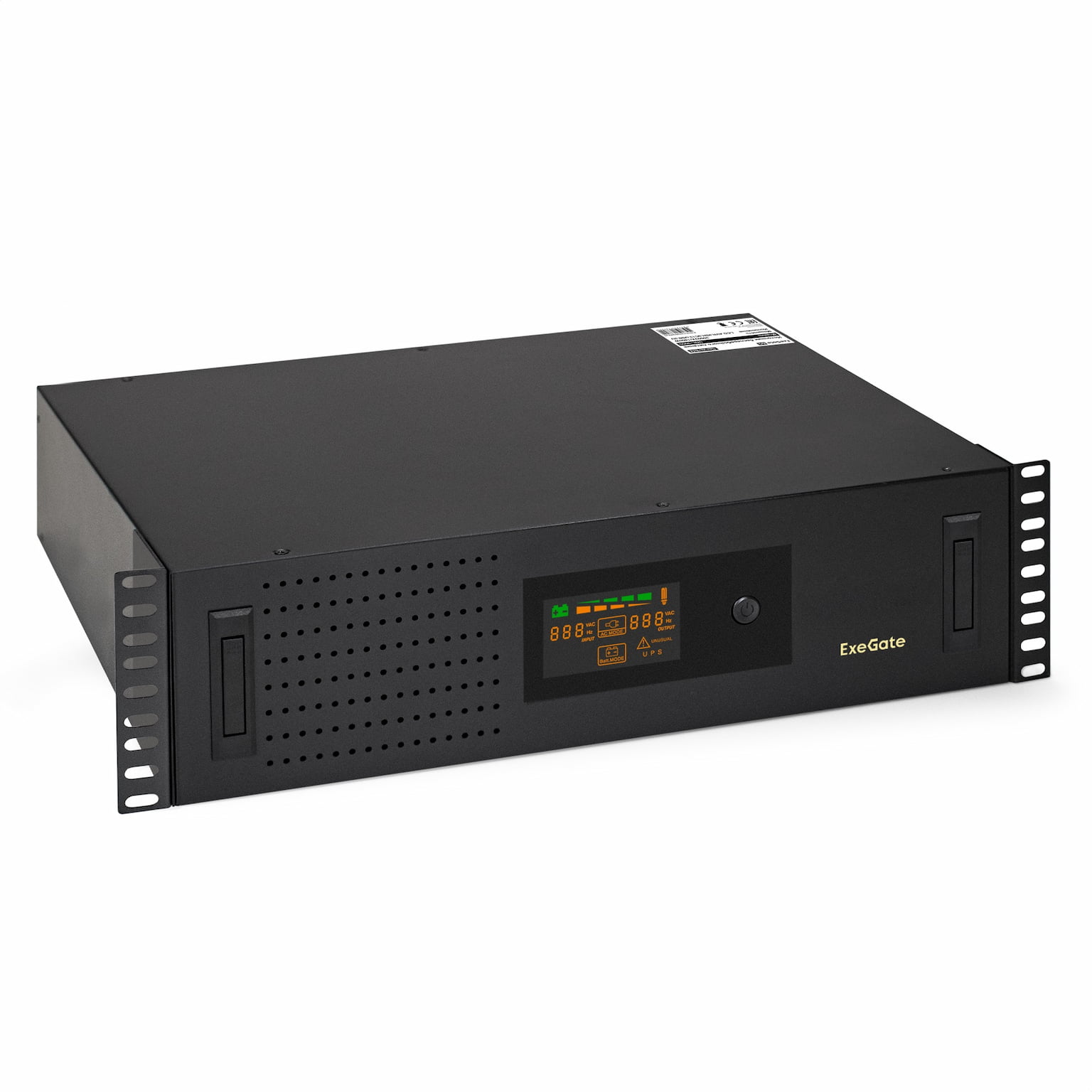 Источник бесперебойного питания ExeGate ServerRM UNL-3000.LCD.AVR.2SH.3C13.USB.3U / 3000 ВА / 1800 Вт / 2 x CEE 7 (евророзетка), 3 x IEC 320 C13