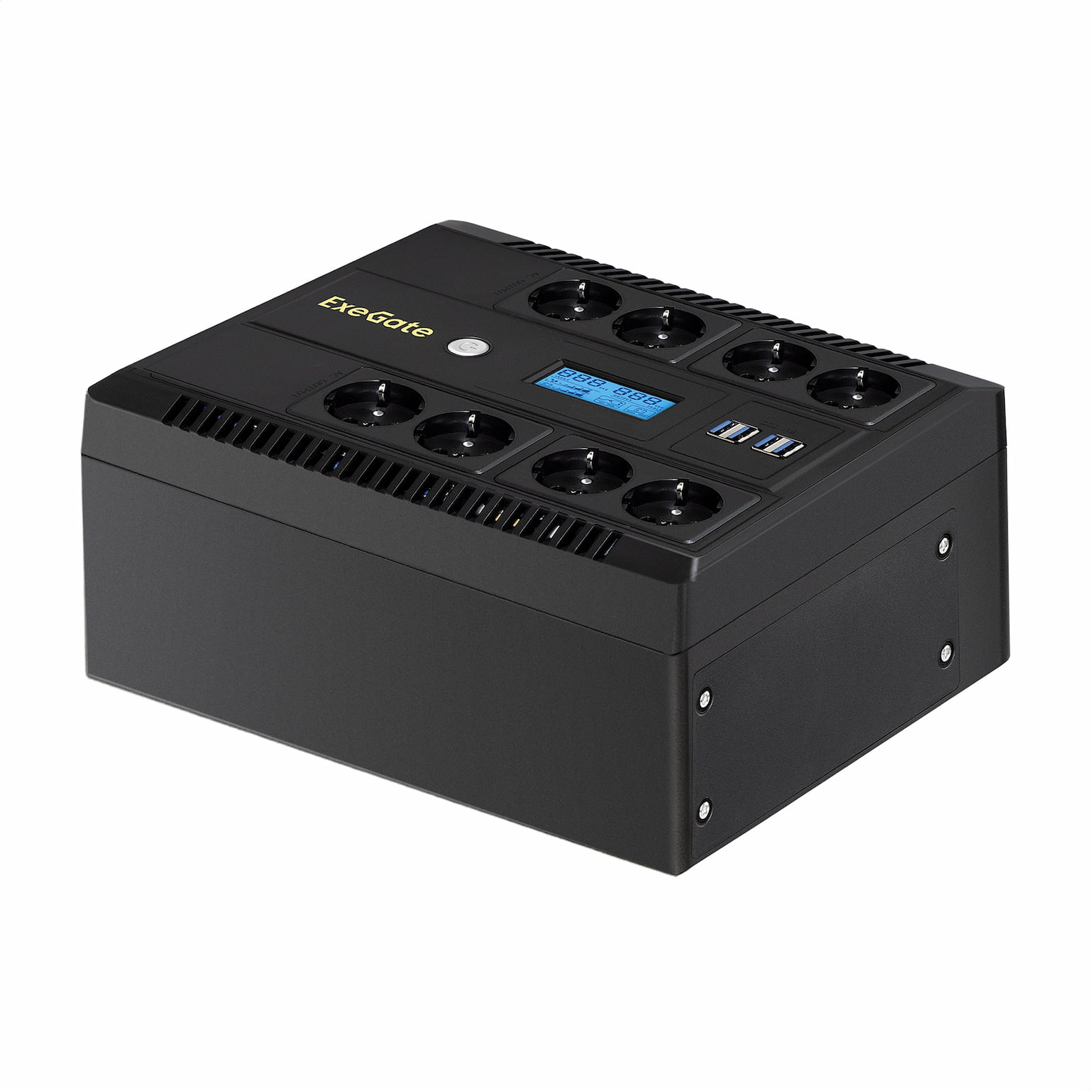 Источник бесперебойного питания ExeGate NEO Smart LHB-650.LCD.AVR.8SH.CH.RJ.USB / 650 ВА / 390 Вт / 8 x CEE 7 (евророзетка)