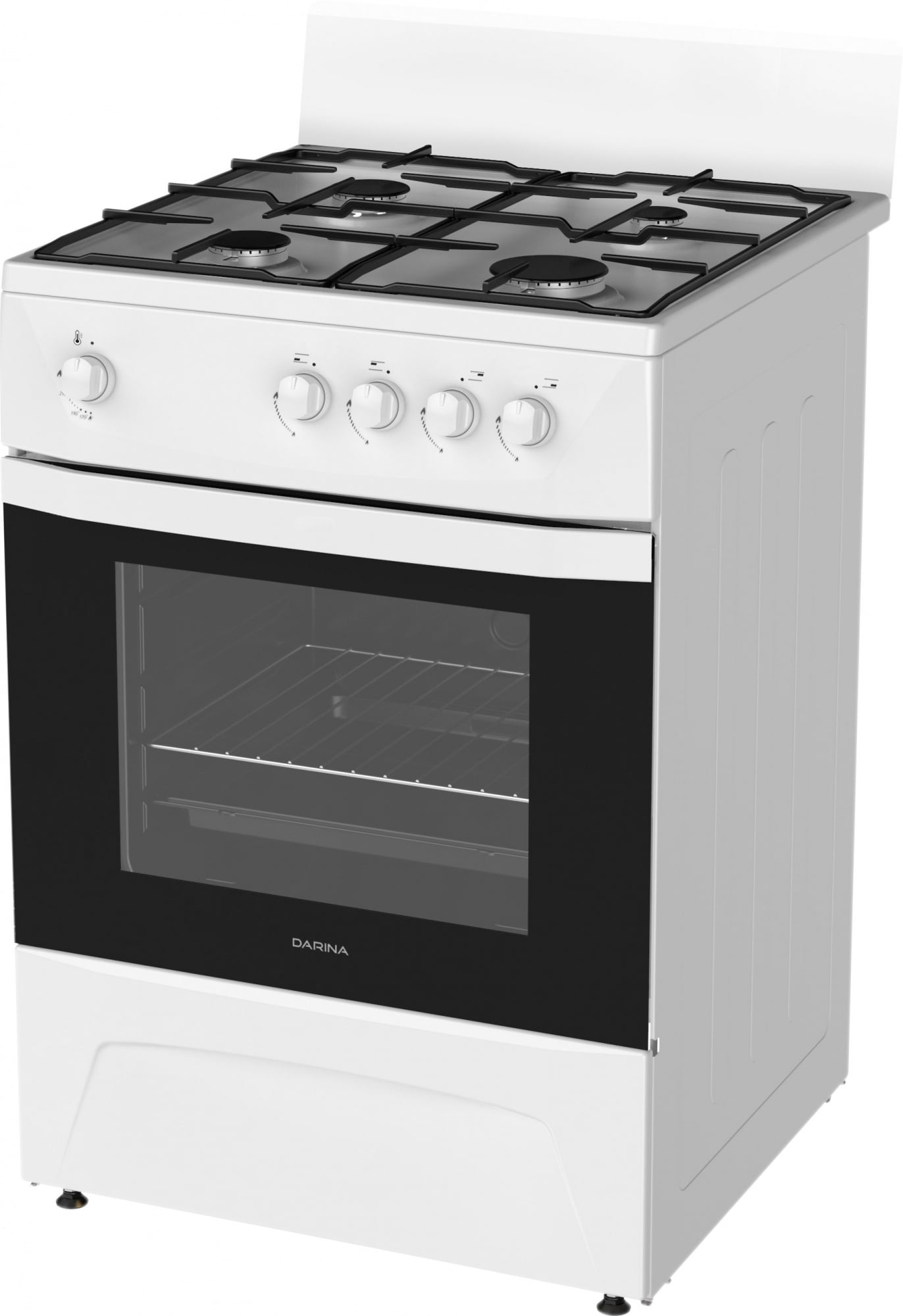 Плита газовая Darina C 1001 W белый/черный, конфорок 4 шт, духовка 50 л, 60 см x 85 см x 60 см