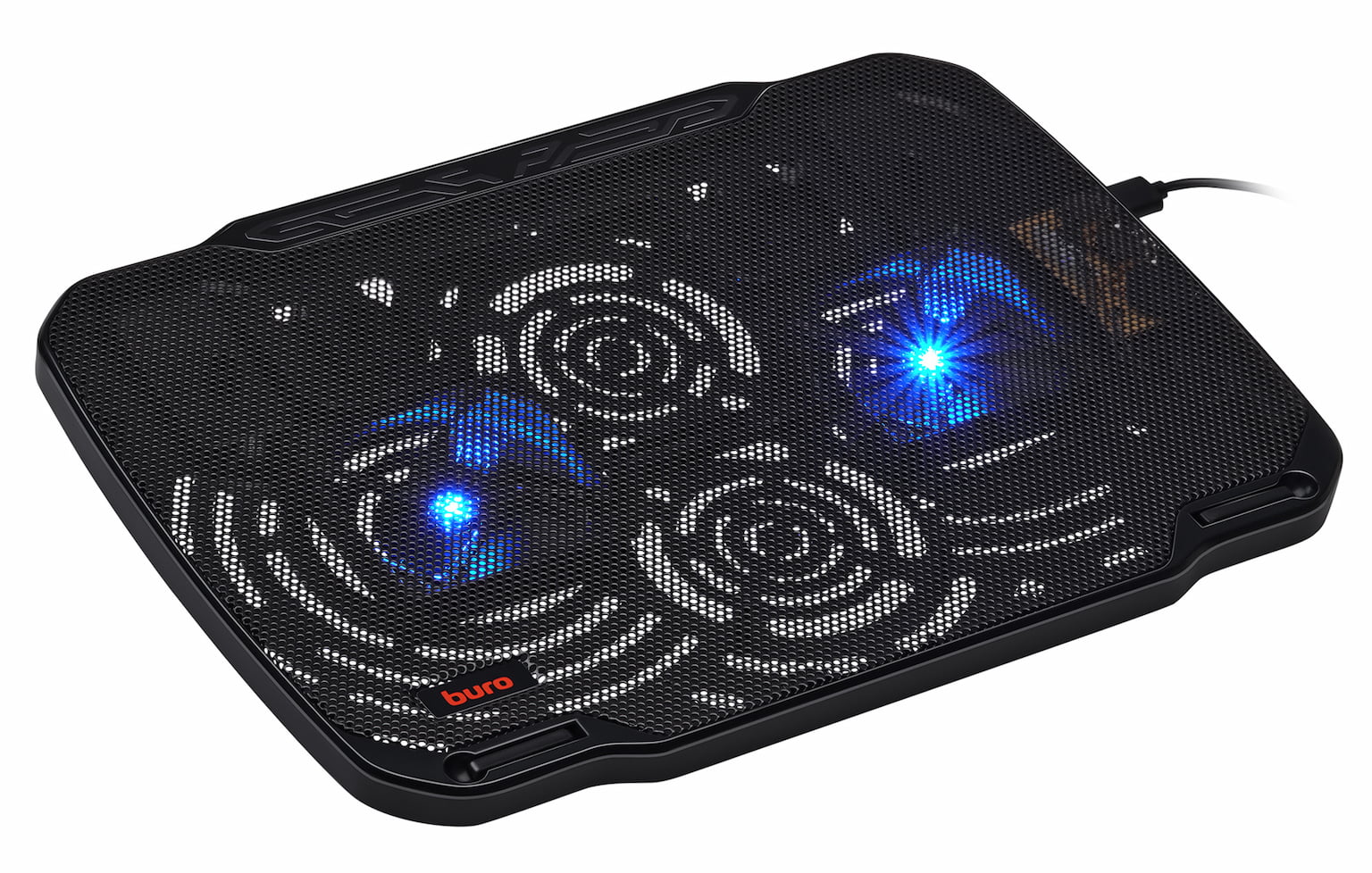 Подставка Buro BU-LCP156-B208 15.6"355x260x21мм 2xUSB 2x 80ммFAN 560г металлическая сетка/пластик черный